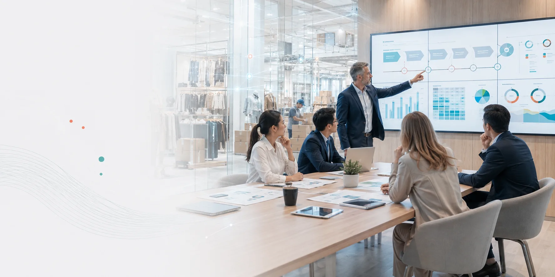 Retail AI advisory: consultants and retail leadership working through data-led operating decisions